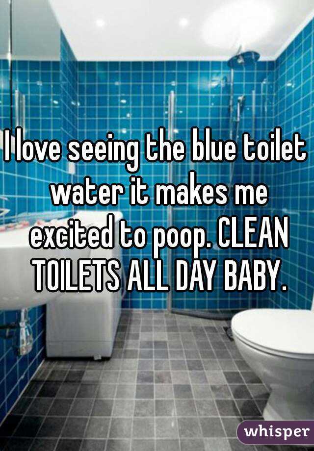 I love seeing the blue toilet water it makes me excited to poop. CLEAN TOILETS ALL DAY BABY.