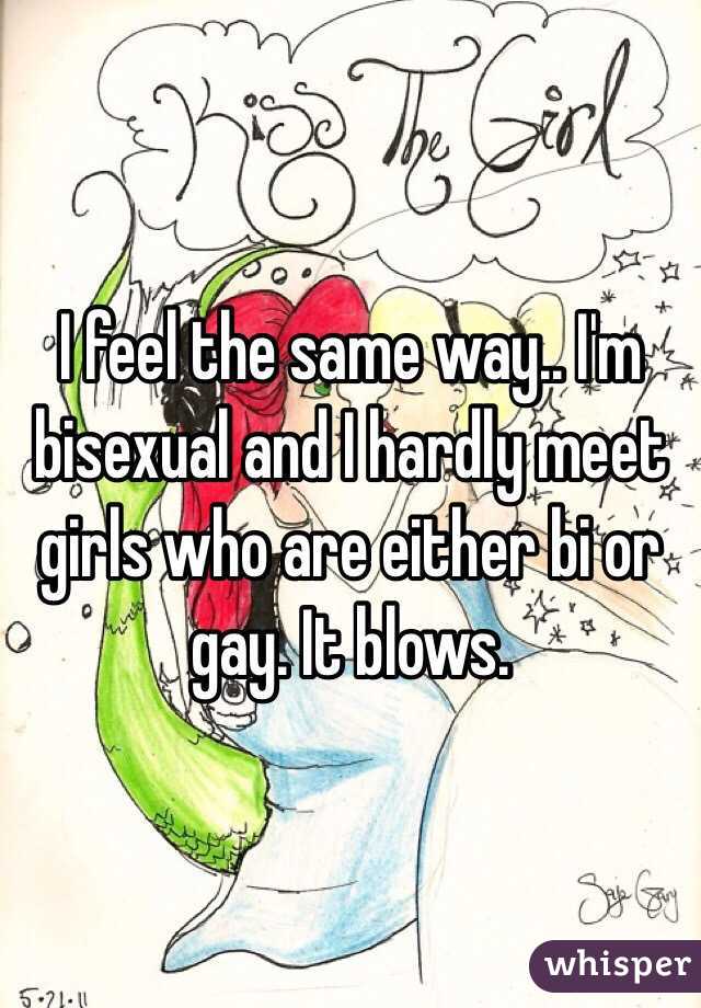 I feel the same way.. I'm bisexual and I hardly meet girls who are either bi or gay. It blows. 