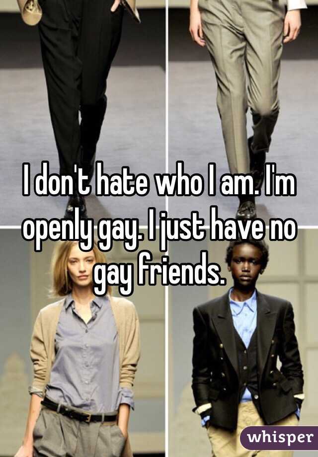 I don't hate who I am. I'm openly gay. I just have no gay friends. 