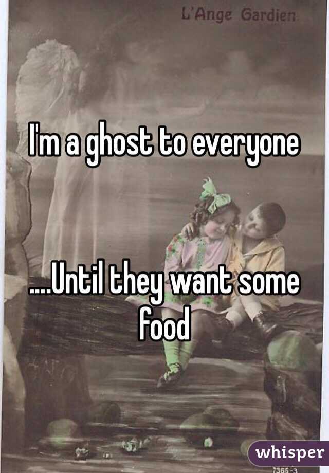 I'm a ghost to everyone


....Until they want some food