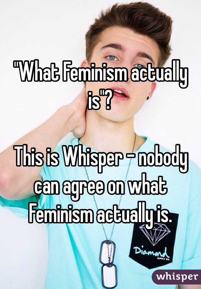 "What Feminism actually is"?

This is Whisper - nobody can agree on what Feminism actually is.