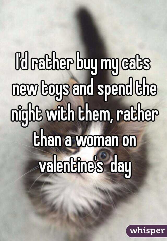 I'd rather buy my cats new toys and spend the night with them, rather than a woman on valentine's  day