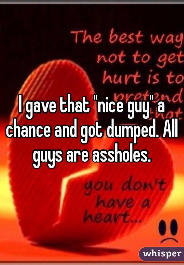 I gave that "nice guy" a chance and got dumped. All guys are assholes. 