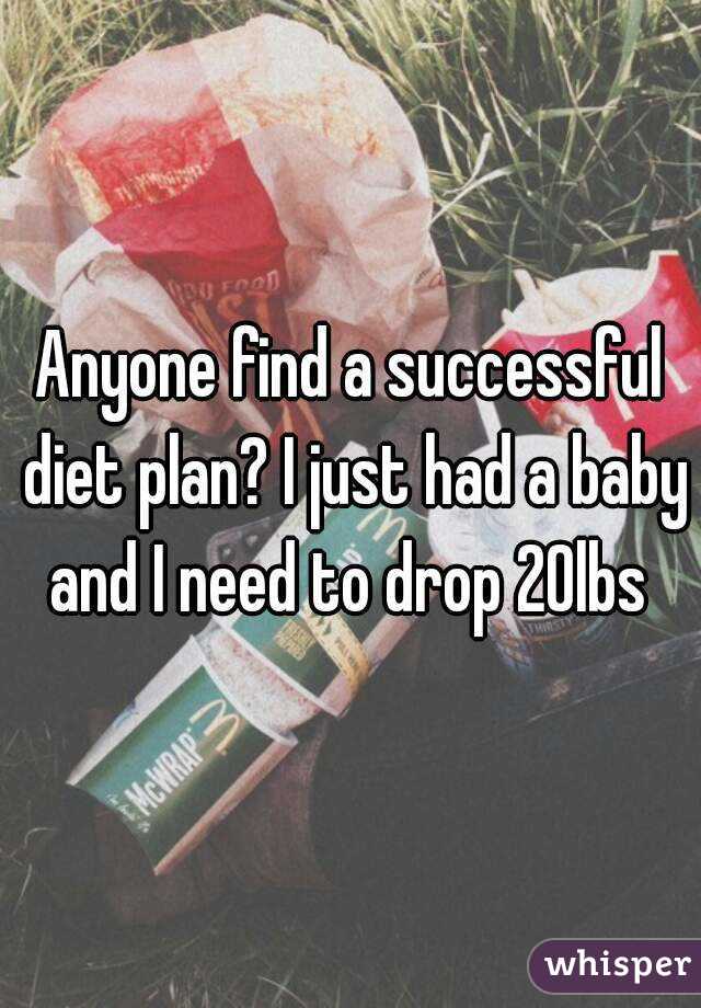 Anyone find a successful diet plan? I just had a baby and I need to drop 20lbs 