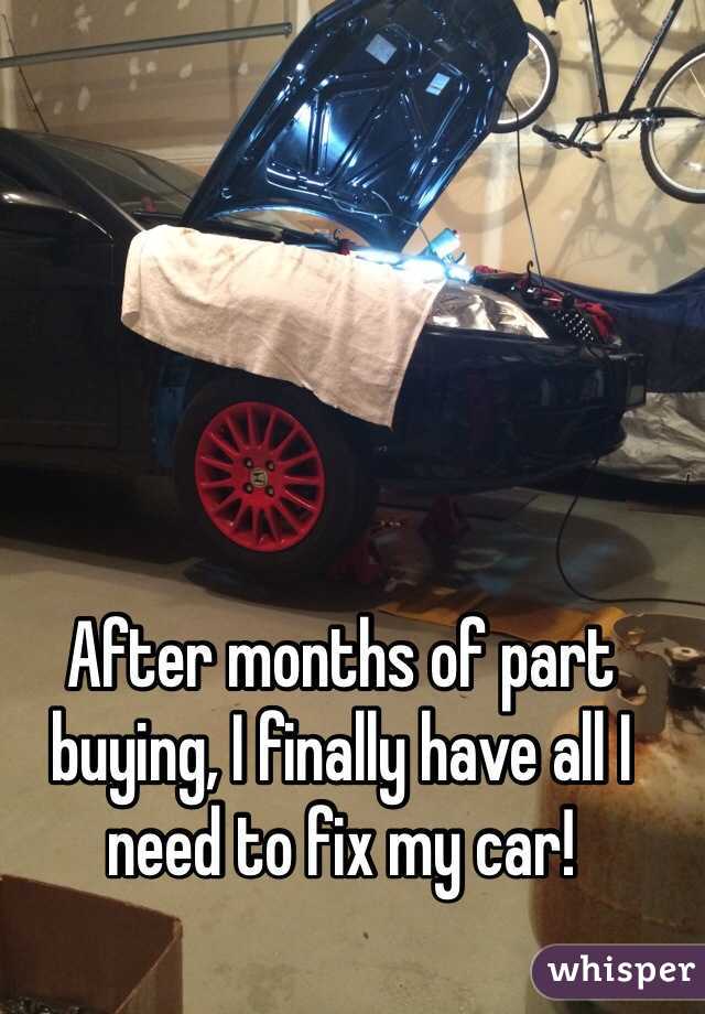 After months of part buying, I finally have all I need to fix my car! 