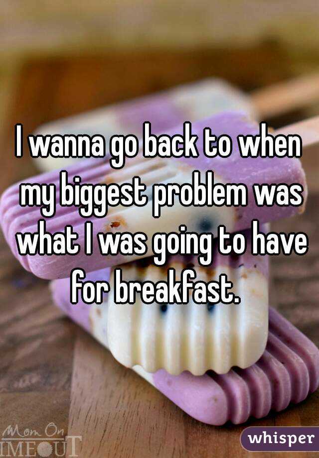 I wanna go back to when my biggest problem was what I was going to have for breakfast.  