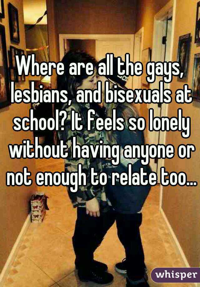 Where are all the gays, lesbians, and bisexuals at school? It feels so lonely without having anyone or not enough to relate too... 