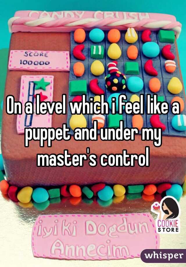 On a level which i feel like a puppet and under my master's control