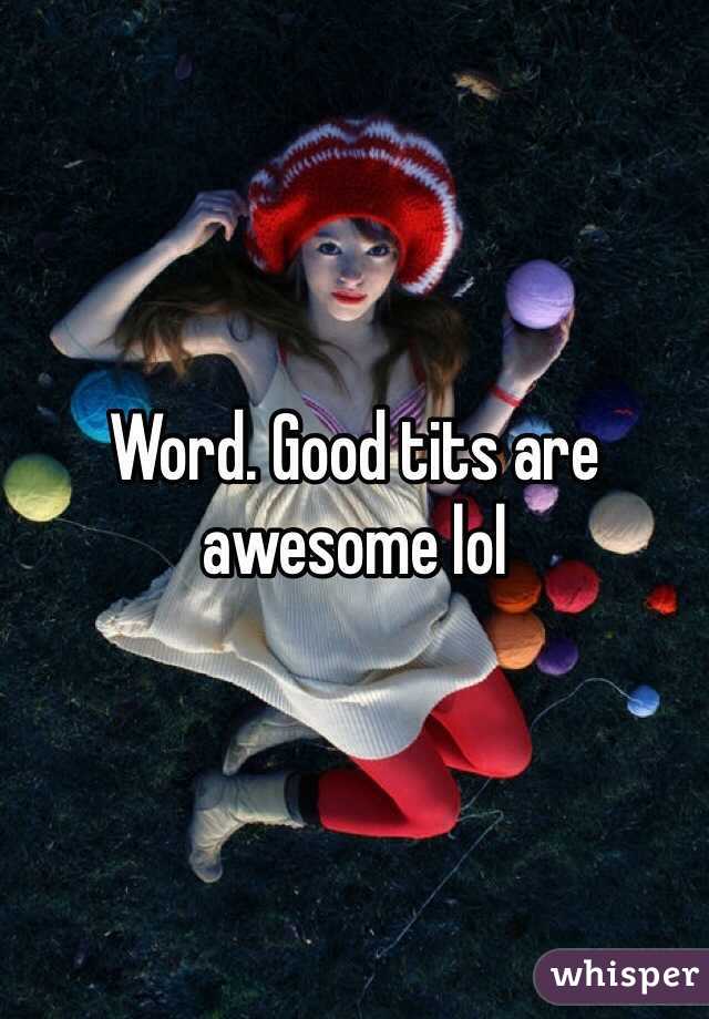 Word. Good tits are awesome lol