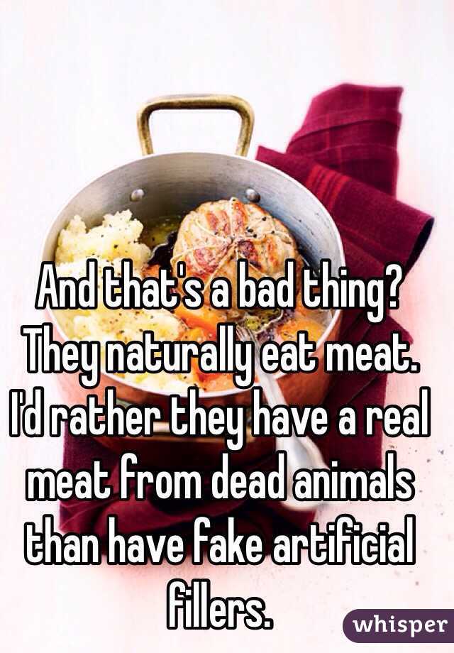 And that's a bad thing? They naturally eat meat. I'd rather they have a real meat from dead animals than have fake artificial fillers. 