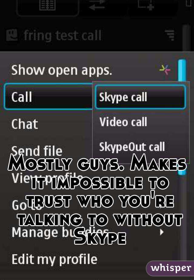 Mostly guys. Makes it impossible to trust who you're talking to without Skype