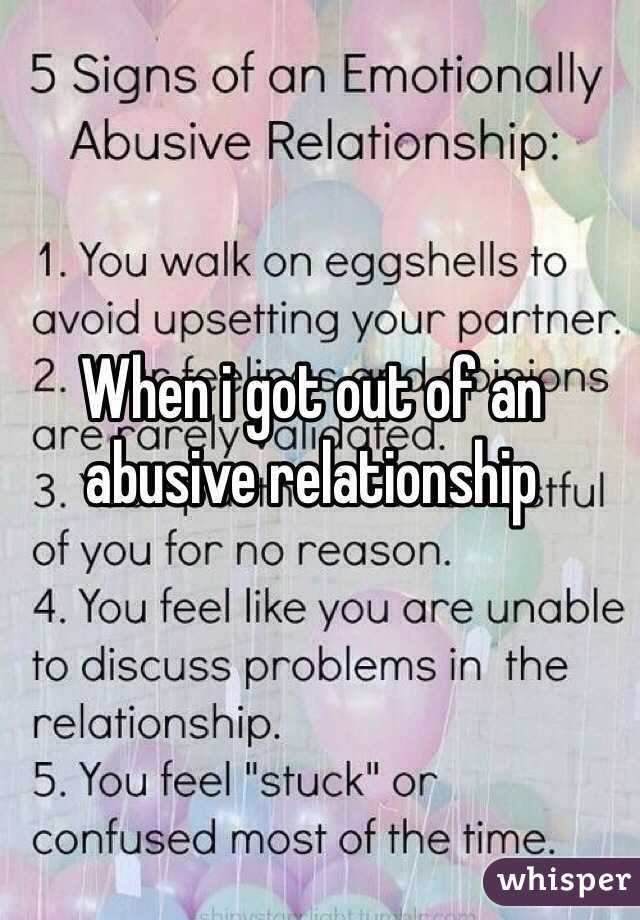 When i got out of an abusive relationship 