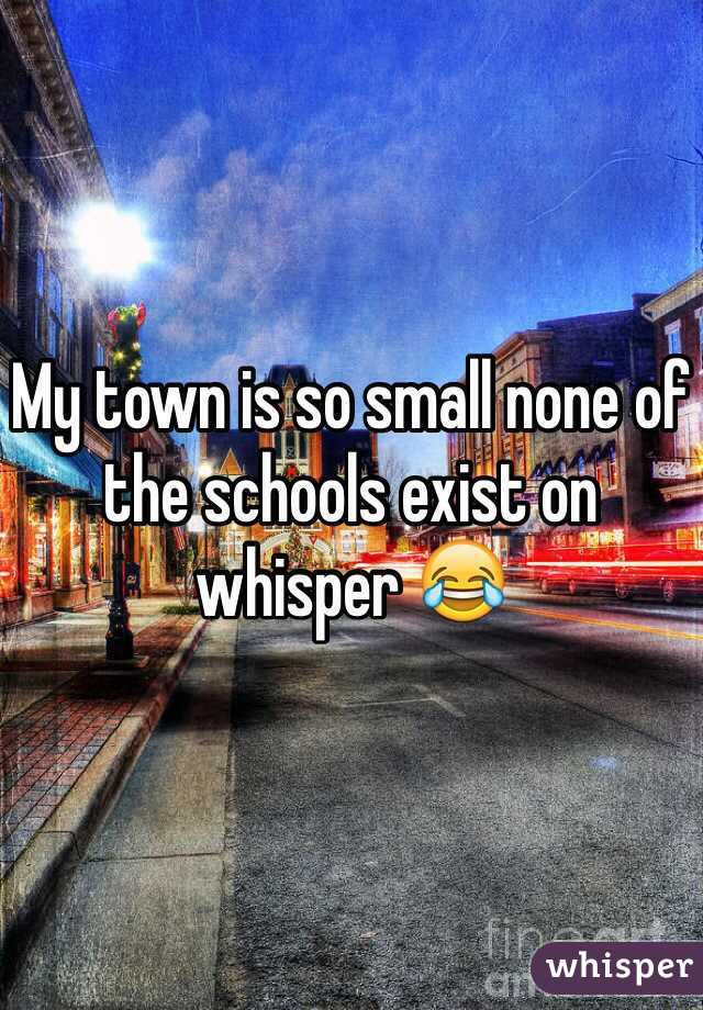 My town is so small none of the schools exist on whisper 😂