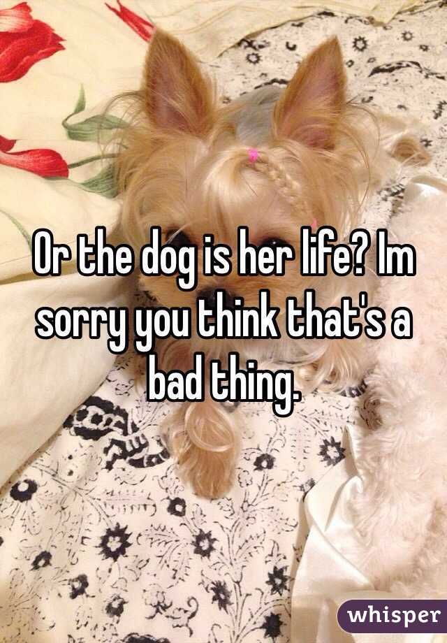 Or the dog is her life? Im sorry you think that's a bad thing.