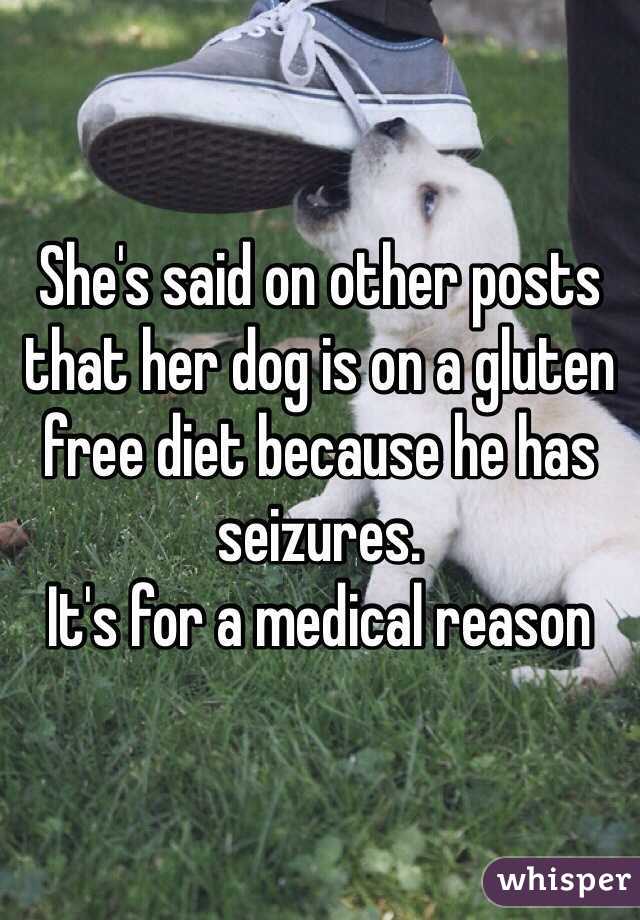 She's said on other posts that her dog is on a gluten free diet because he has seizures. 
It's for a medical reason 