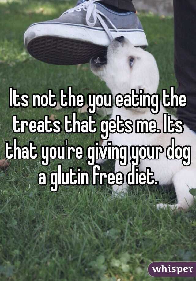 Its not the you eating the treats that gets me. Its that you're giving your dog a glutin free diet.