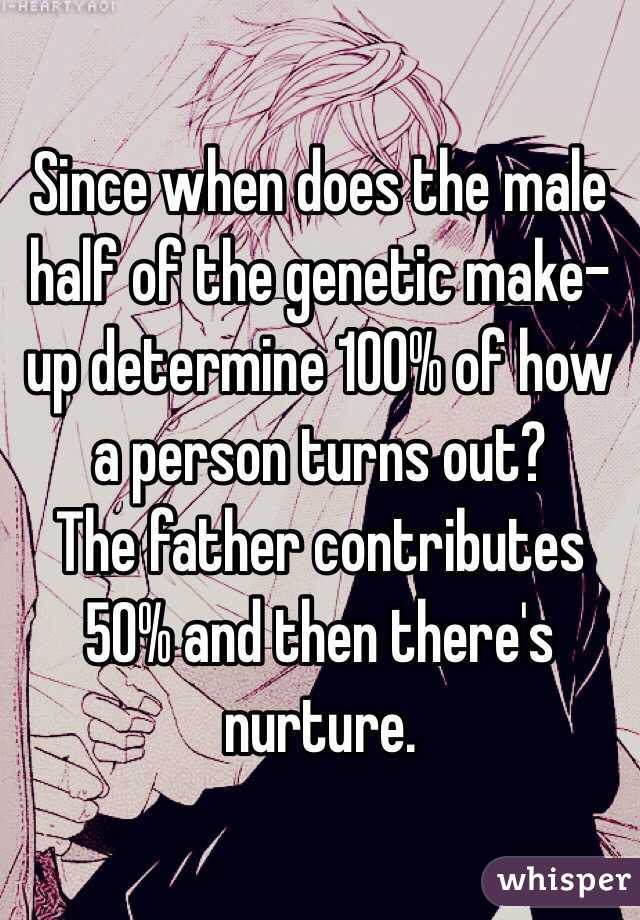 Since when does the male half of the genetic make-up determine 100% of how a person turns out? 
The father contributes 50% and then there's nurture.