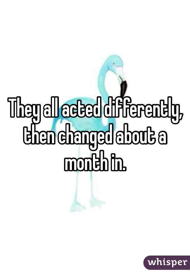 They all acted differently, then changed about a month in.