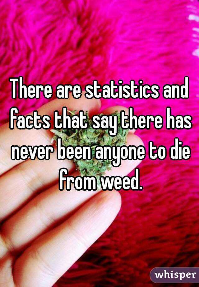 There are statistics and facts that say there has never been anyone to die from weed.