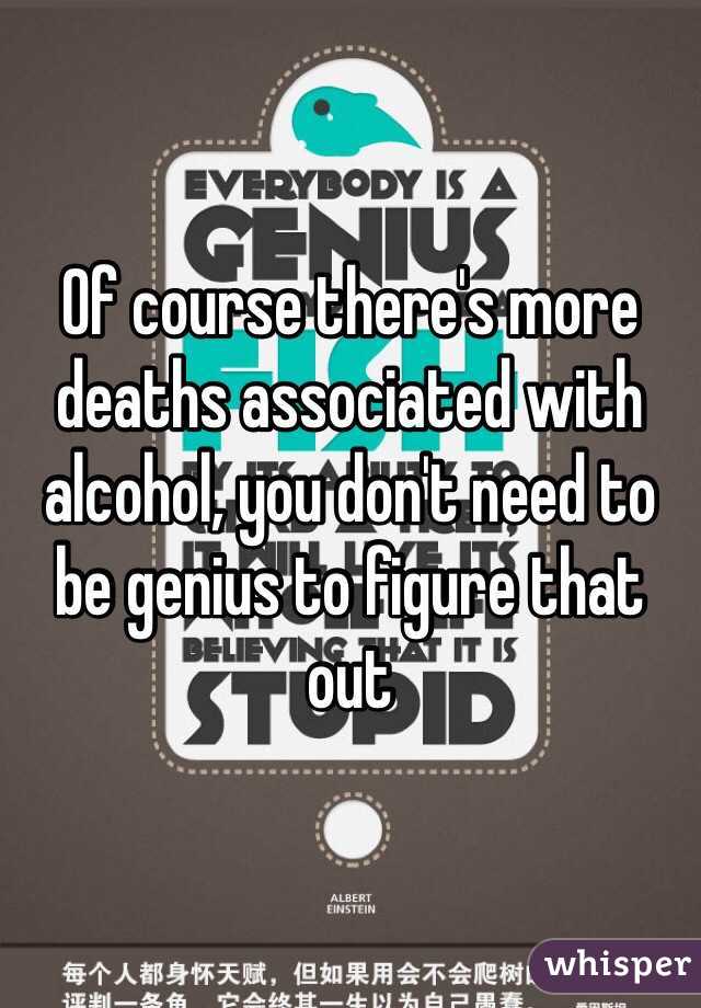 Of course there's more deaths associated with alcohol, you don't need to be genius to figure that out 