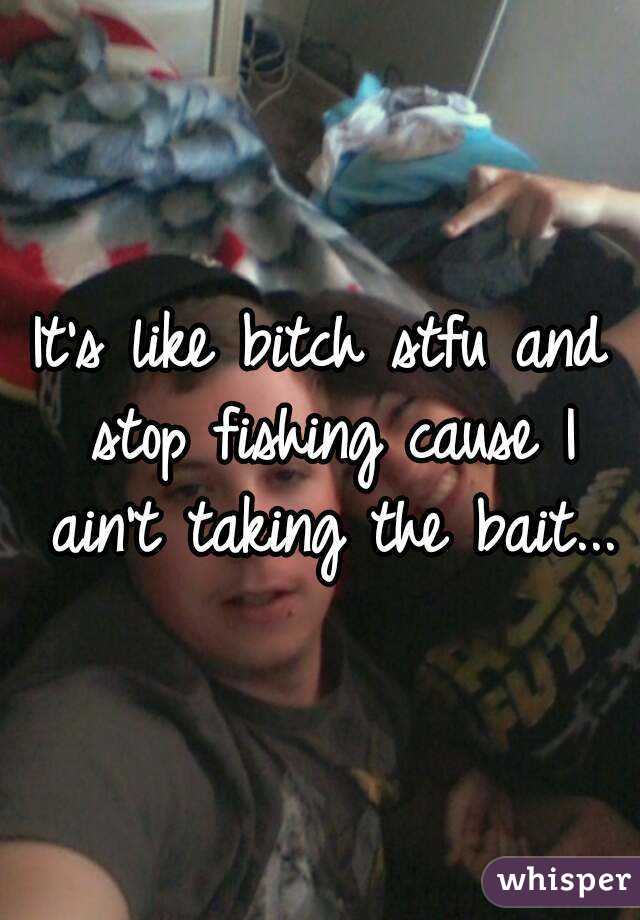 It's like bitch stfu and stop fishing cause I ain't taking the bait...