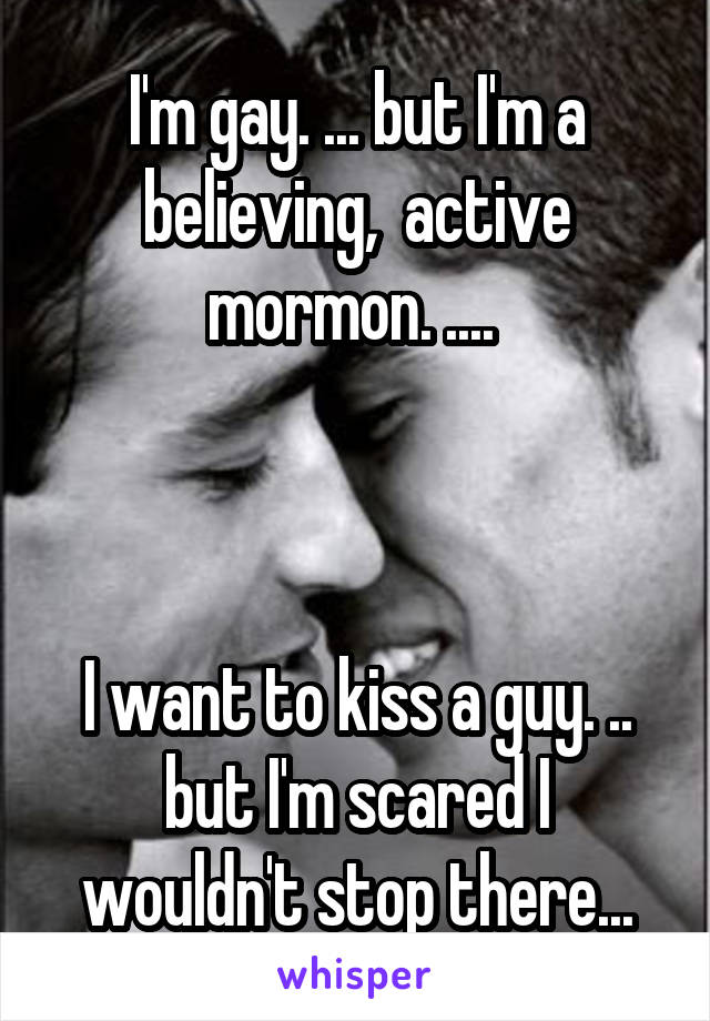 I'm gay. ... but I'm a believing,  active mormon. .... 



I want to kiss a guy. .. but I'm scared I wouldn't stop there...