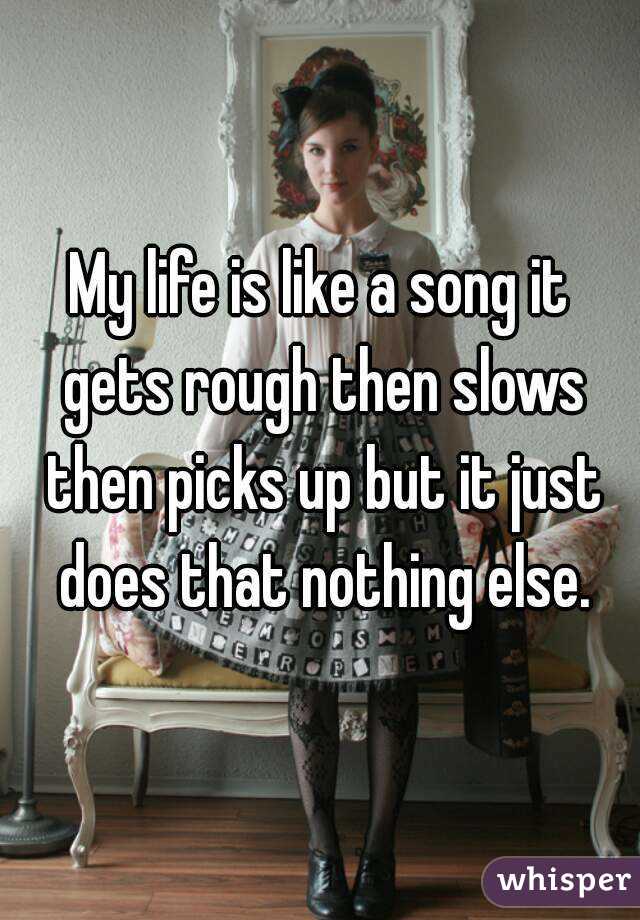 My life is like a song it gets rough then slows then picks up but it just does that nothing else.