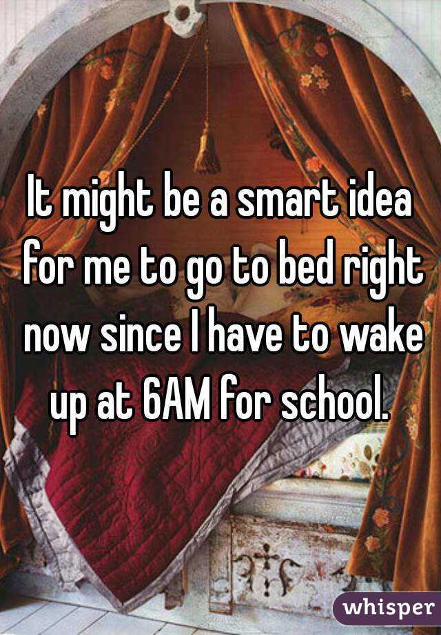 It might be a smart idea for me to go to bed right now since I have to wake up at 6AM for school. 