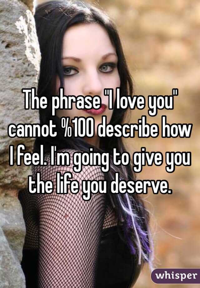 The phrase "I love you" cannot %100 describe how I feel. I'm going to give you the life you deserve. 