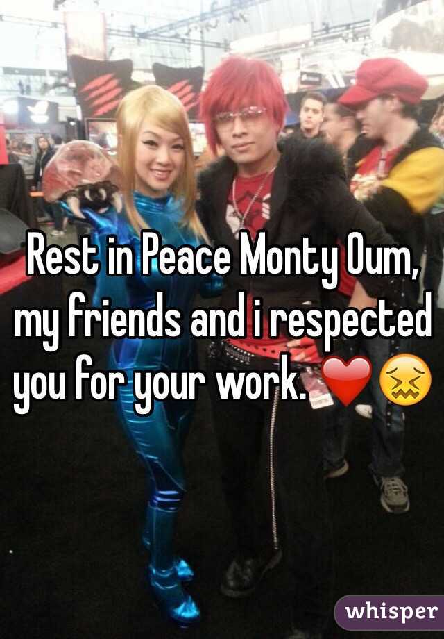 Rest in Peace Monty Oum, my friends and i respected you for your work. ❤️😖