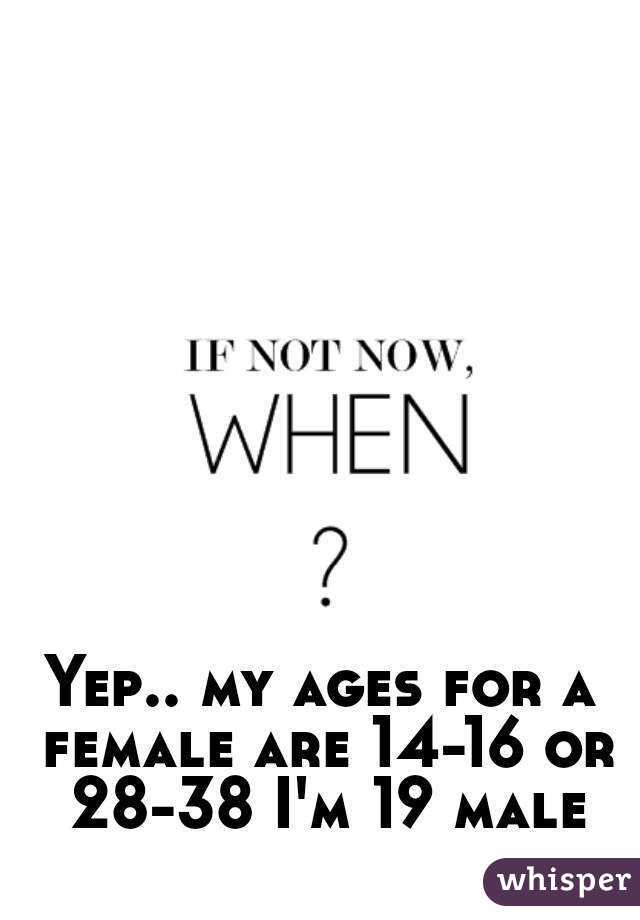Yep.. my ages for a female are 14-16 or 28-38 I'm 19 male
