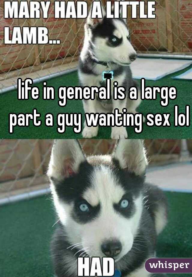 life in general is a large part a guy wanting sex lol