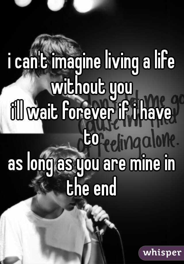 i can't imagine living a life without you 
i'll wait forever if i have to 
as long as you are mine in the end 