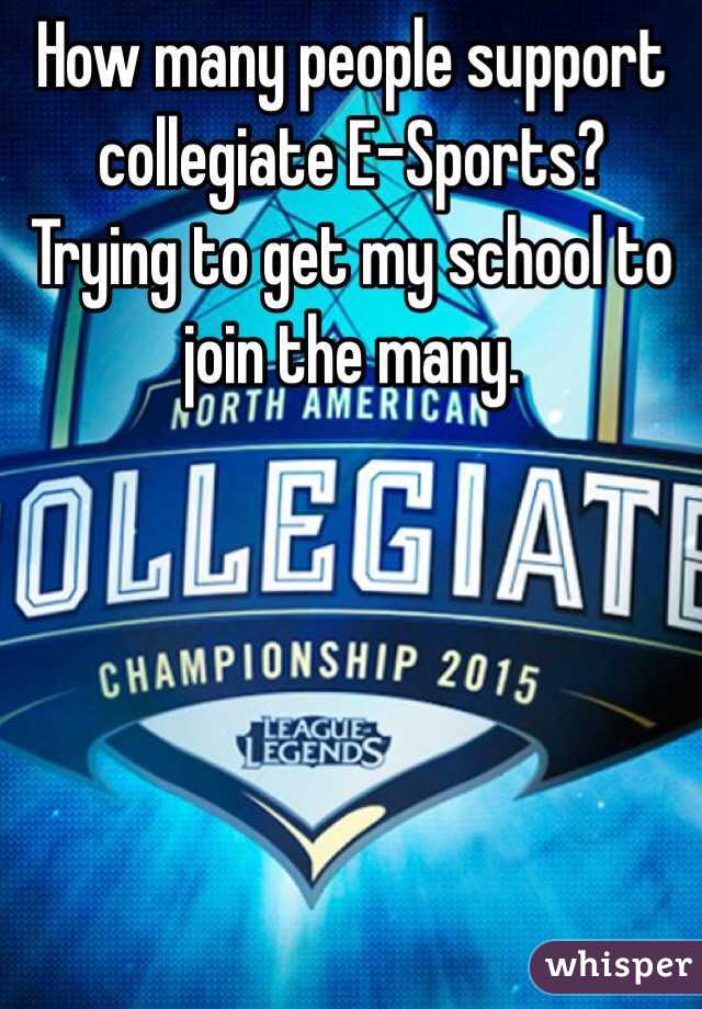 How many people support collegiate E-Sports? Trying to get my school to join the many.