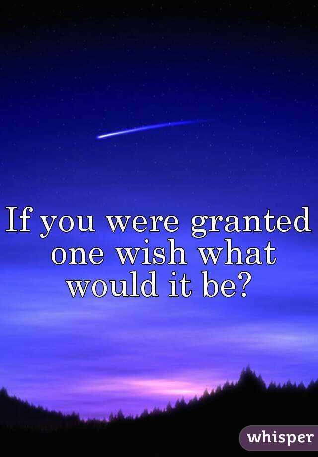 If you were granted one wish what would it be? 