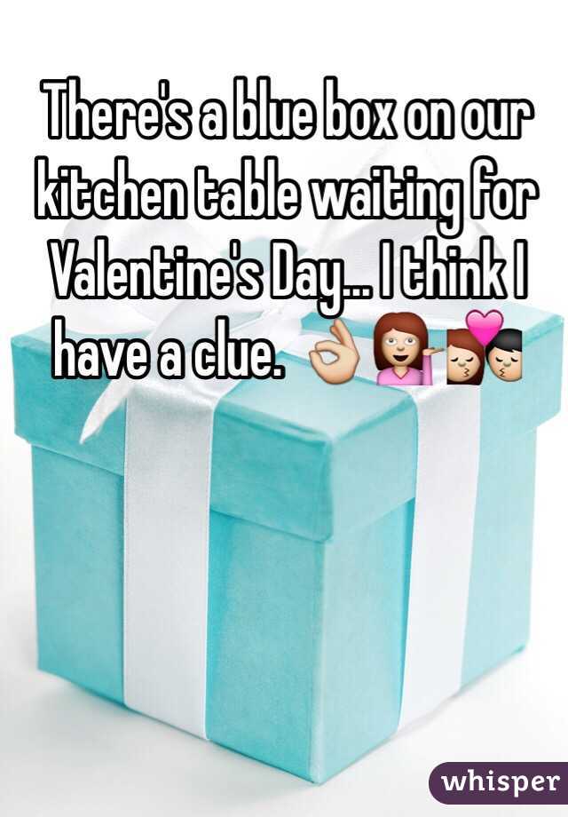 There's a blue box on our kitchen table waiting for Valentine's Day... I think I have a clue. 👌💁💏