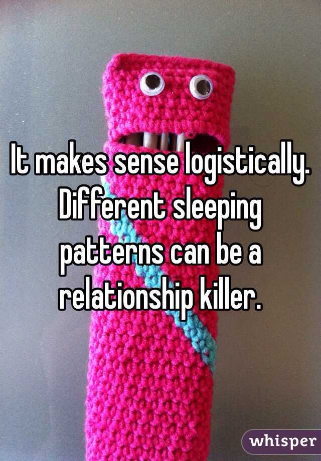 It makes sense logistically. Different sleeping patterns can be a relationship killer.