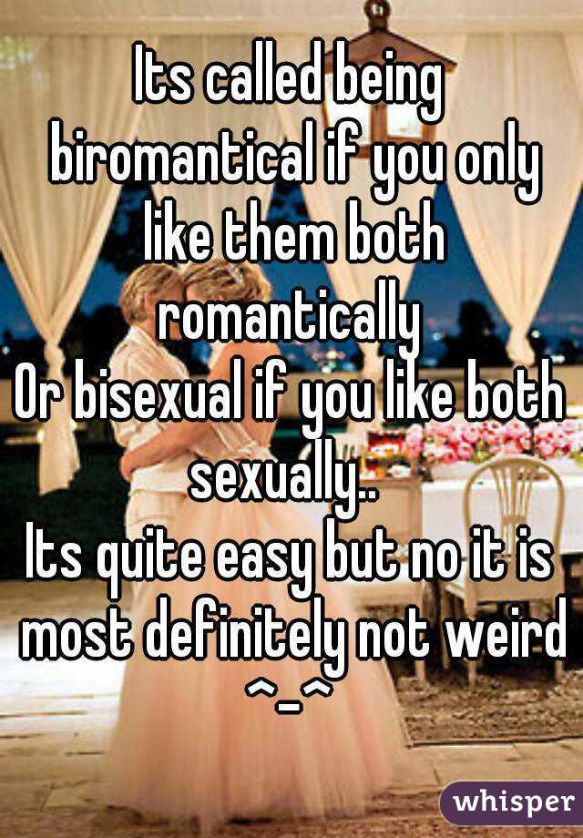 Its called being biromantical if you only like them both romantically 
Or bisexual if you like both sexually..  
Its quite easy but no it is most definitely not weird ^-^ 