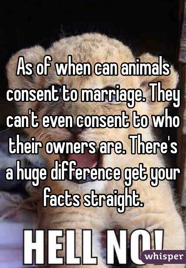As of when can animals consent to marriage. They can't even consent to who  their
