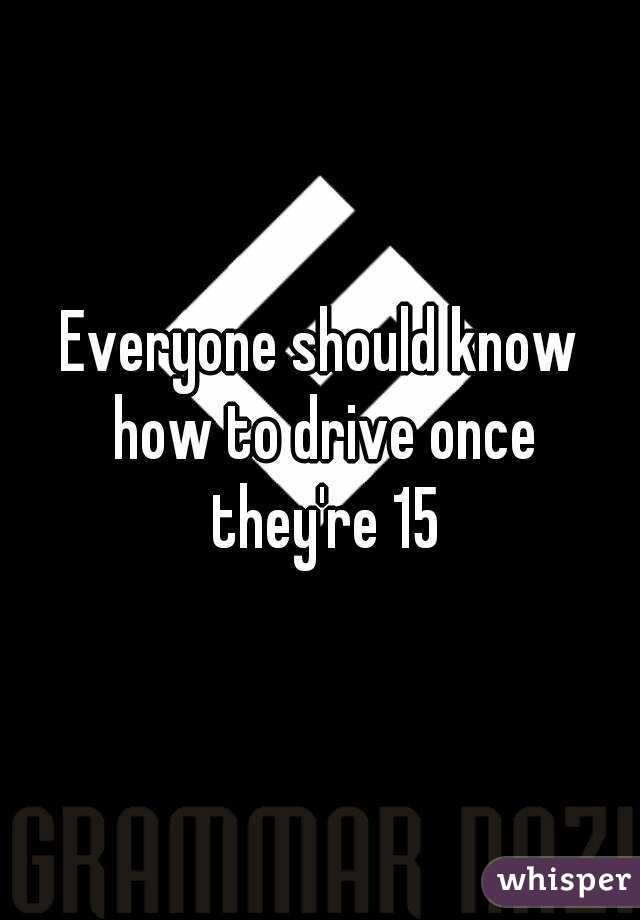 Everyone should know how to drive once they're 15