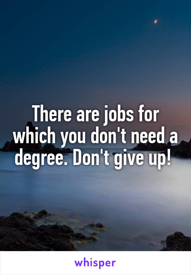 There are jobs for which you don't need a degree. Don't give up! 