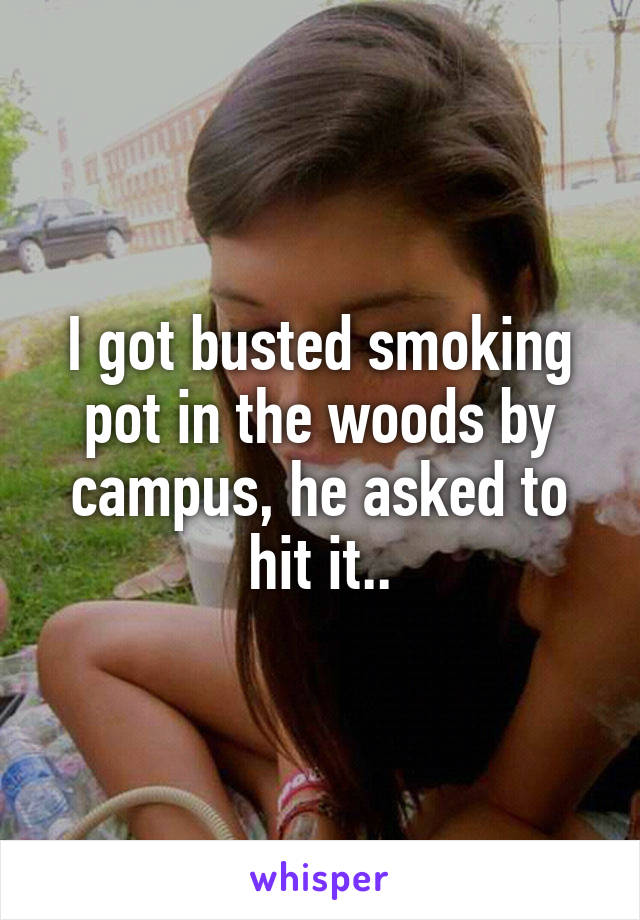 I got busted smoking pot in the woods by campus, he asked to hit it..