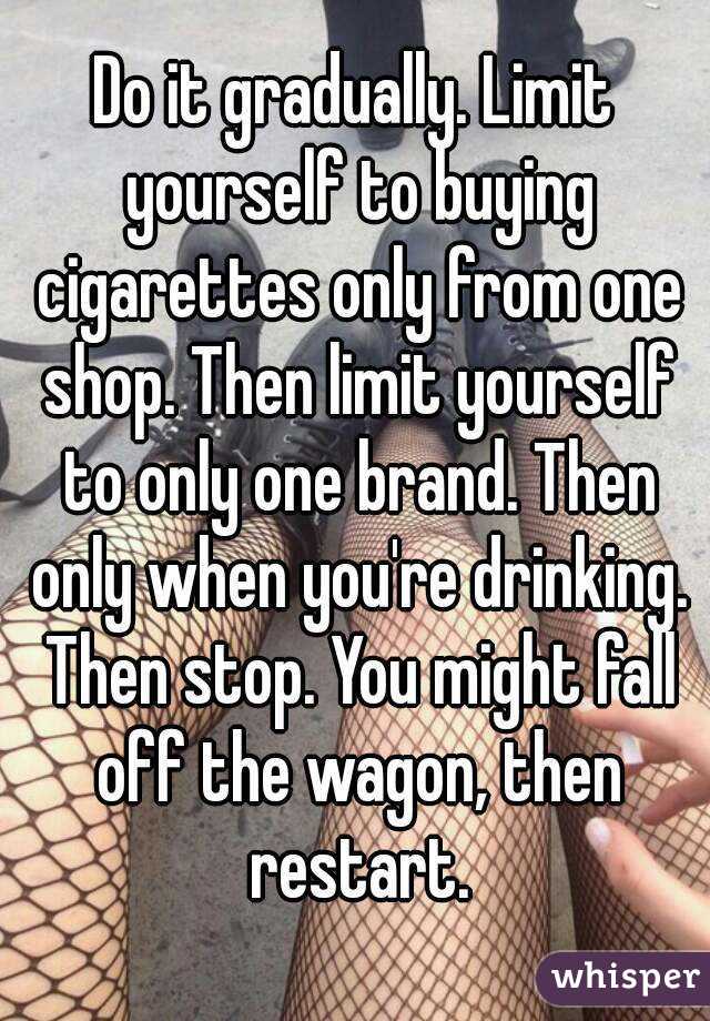 Do it gradually. Limit yourself to buying cigarettes only from one shop. Then limit yourself to only one brand. Then only when you're drinking. Then stop. You might fall off the wagon, then restart.