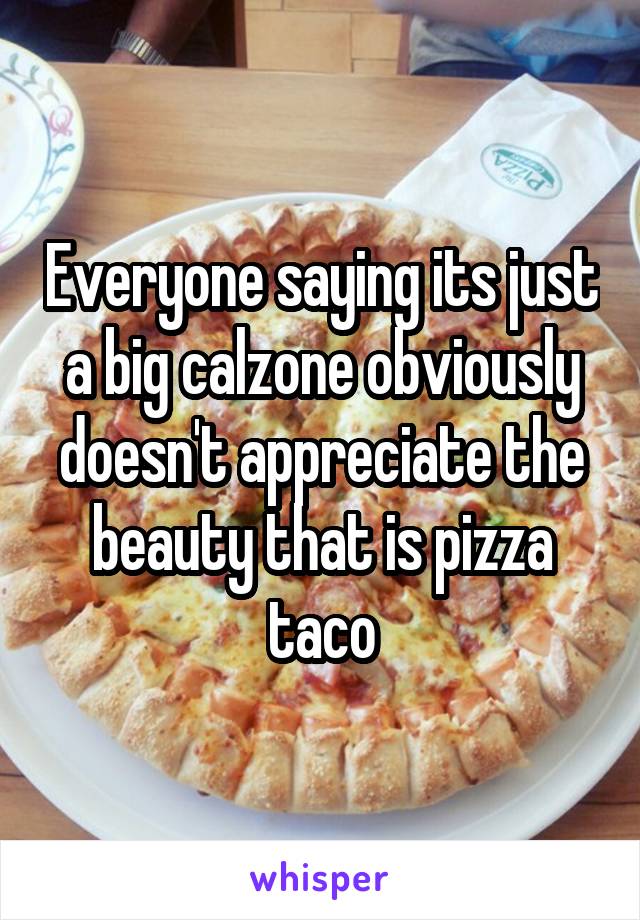 Everyone saying its just a big calzone obviously doesn't appreciate the beauty that is pizza taco