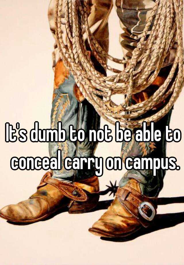 It's dumb to not be able to conceal carry on campus.