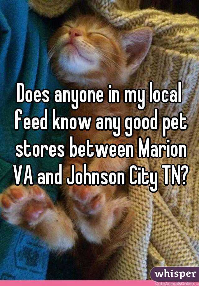 Does anyone in my local feed know any good pet stores between Marion VA and Johnson City TN?