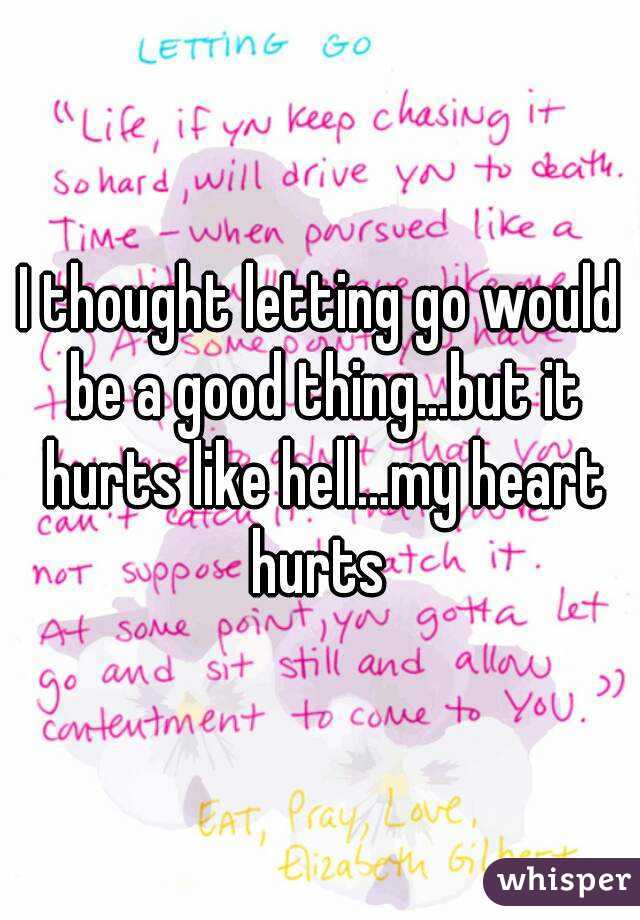 I thought letting go would be a good thing...but it hurts like hell...my heart hurts 