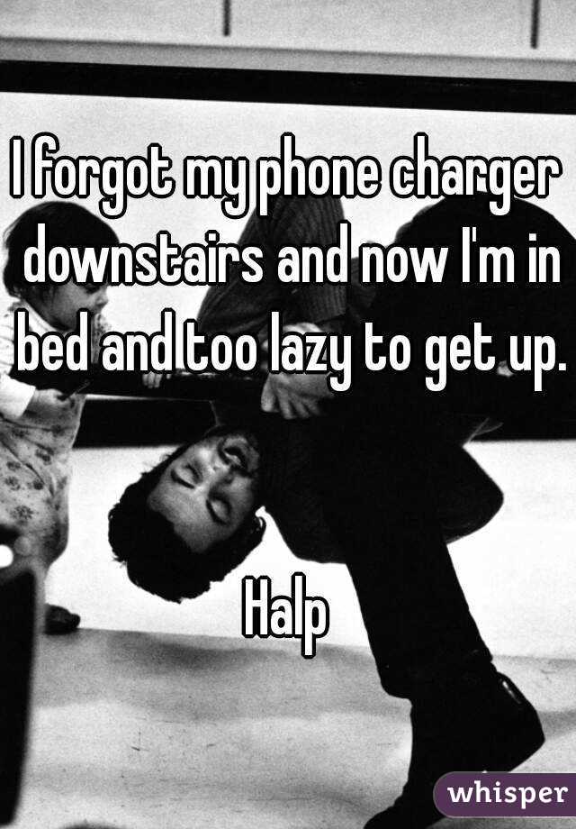 I forgot my phone charger downstairs and now I'm in bed and too lazy to get up.


Halp