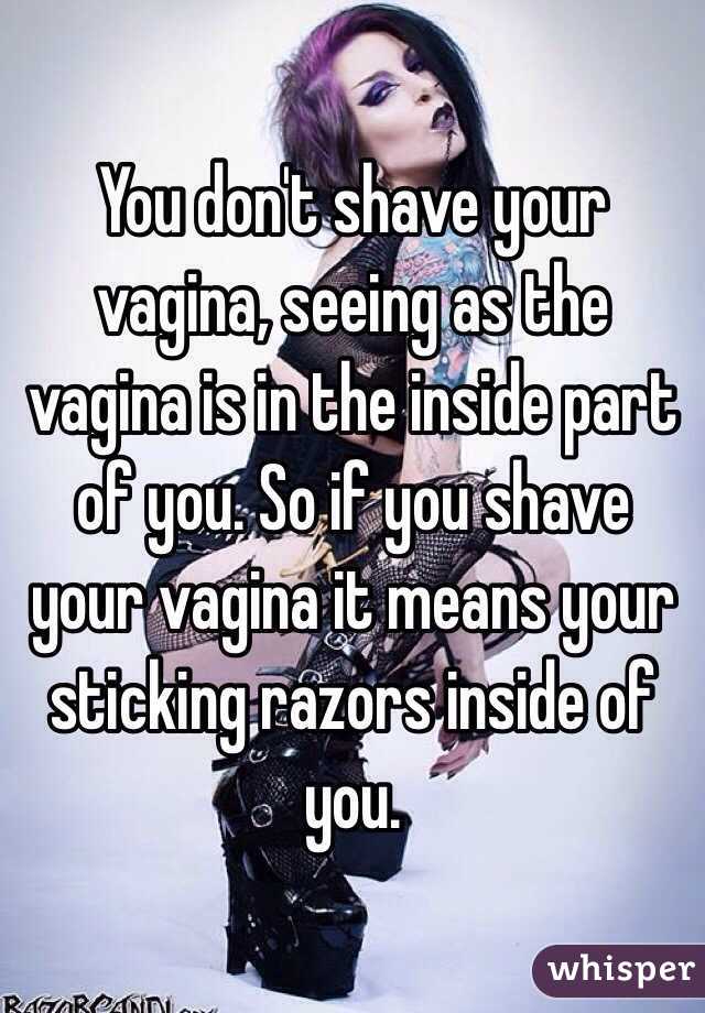 You don't shave your vagina, seeing as the vagina is in the inside part of you. So if you shave your vagina it means your sticking razors inside of you.