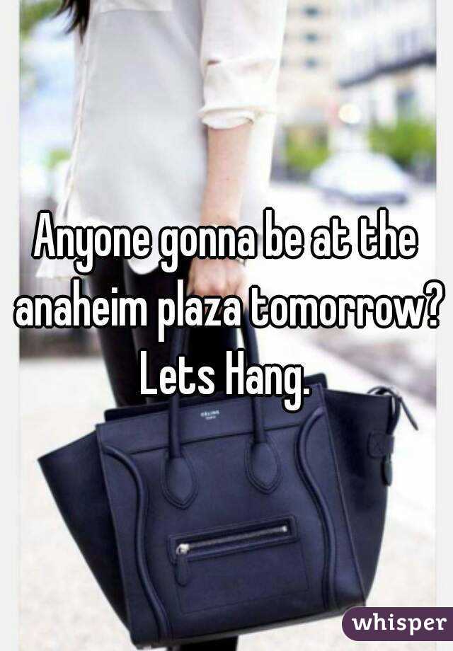 Anyone gonna be at the anaheim plaza tomorrow? Lets Hang. 